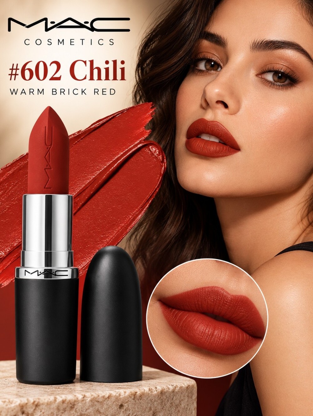 MAC Cosmetics Lipstick #602 Chili - Warm Brick Red